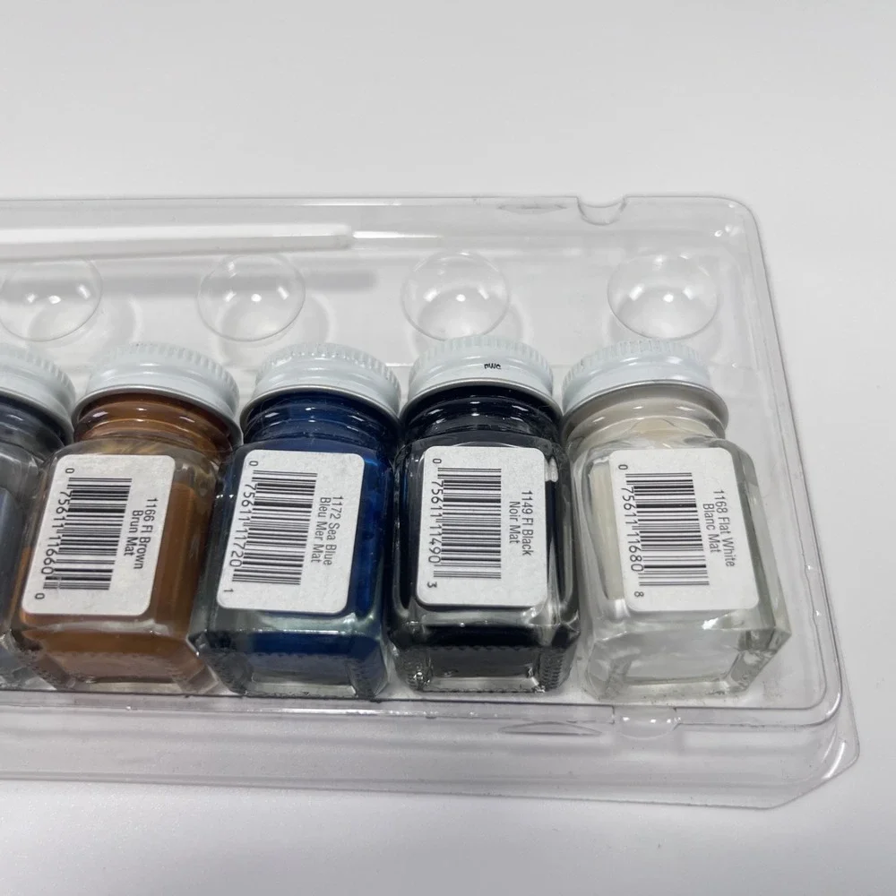 Vintage Testors Military Flat‎ Enamel Kit #9131 - 1 Brush - 9 Fresh Paint Colors